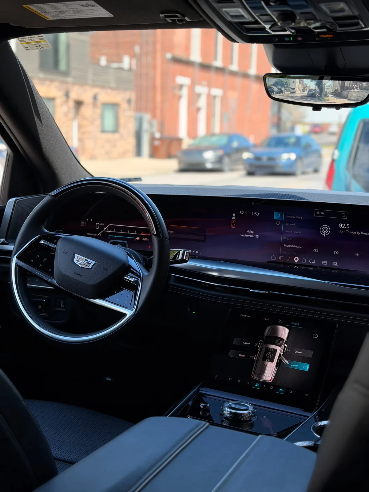 Cadillac black leather interior detail